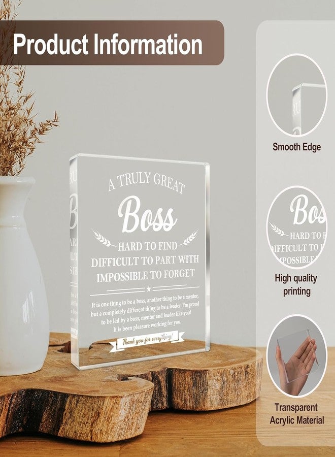 Gifzy Boss Gifts for Men Women, Appreciation Thank You Gifts for Boss Day Leaving Retirement Birthday Christmas, Decoration Square Acrylic Sign Plaque Presents - Image 4